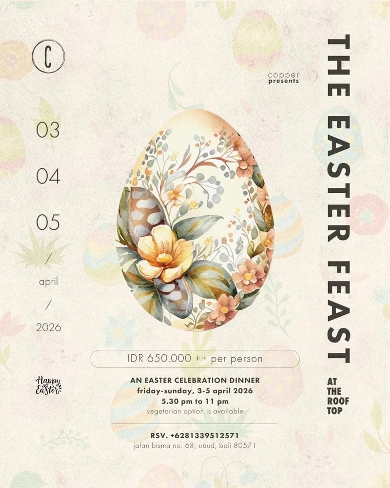 Easter Rooftop Dinner in Ubud at Copper Kitchen, Bar & Rooftop